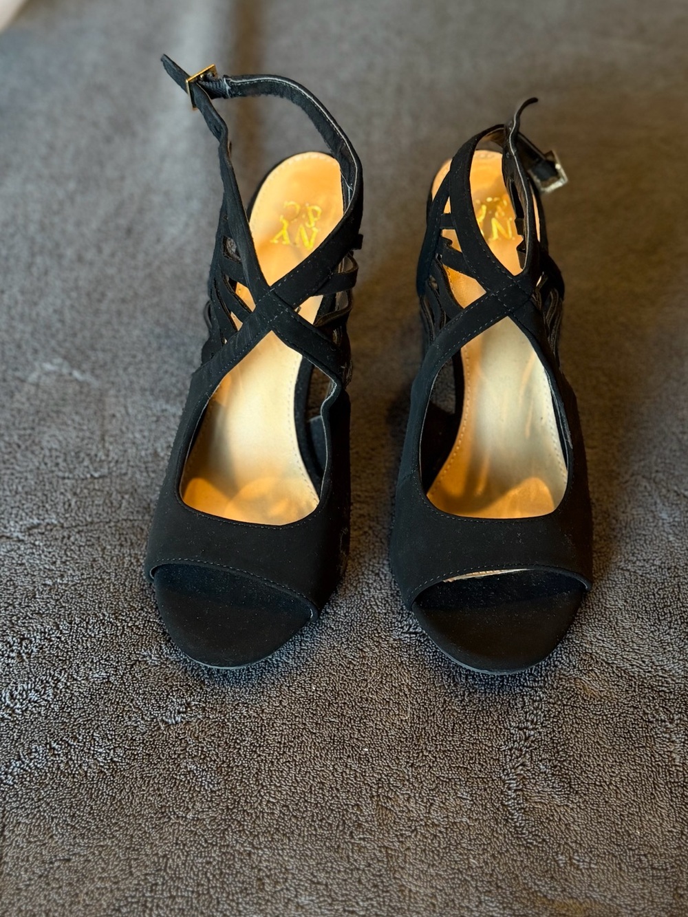 Black Strappy Open-Toe Women's Heels